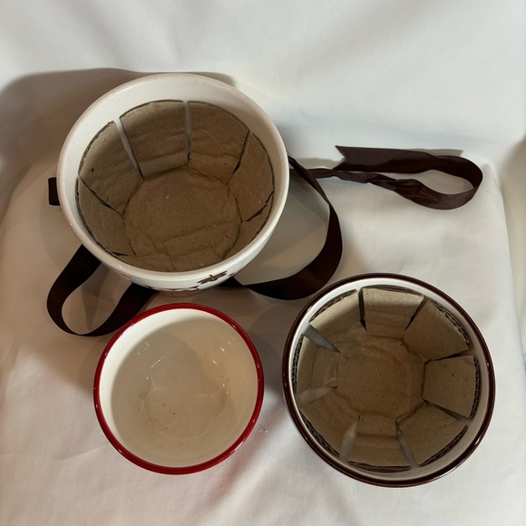 PIER 1 IMPORTS 3 Nestled Ceramic Bowls Owls Leafs Dots NEW WITH TAG - Picture 5 of 12